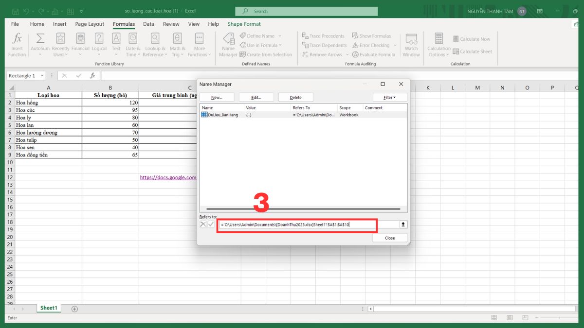 Xóa link ẩn trong Name Manager