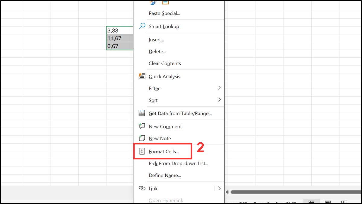 Dùng định dạng Custom Format để kiểm soát số thập phân