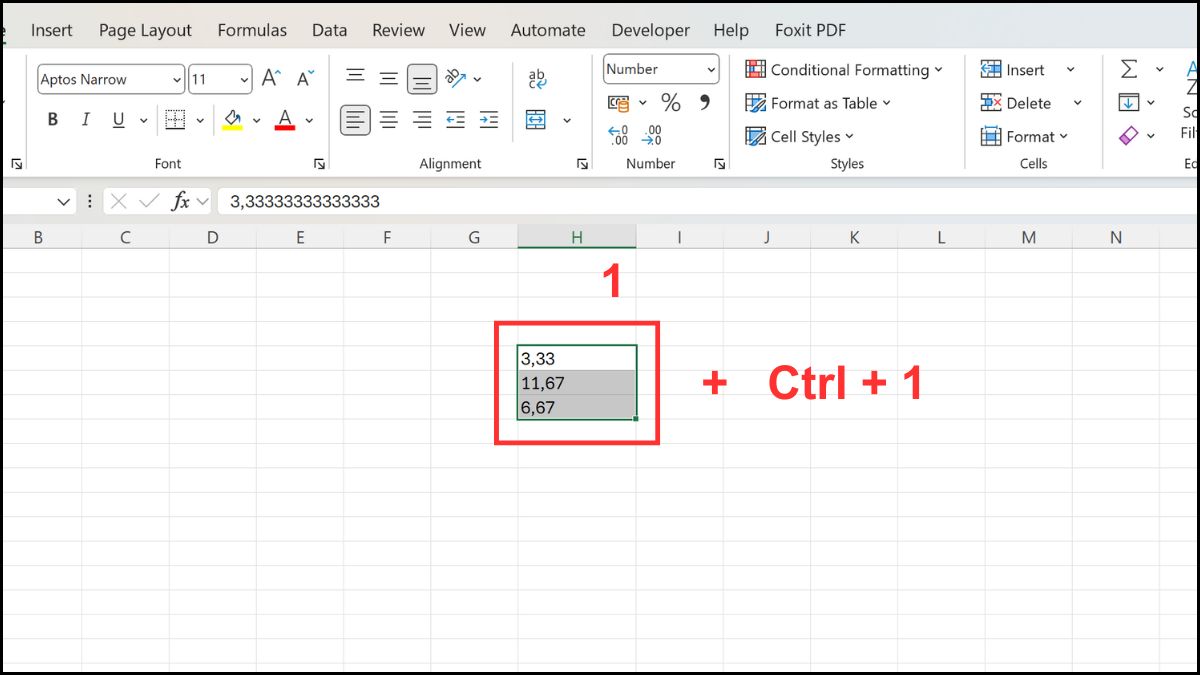 Dùng phím tắt truy cập cửa sổ cài đặt định dạng nhanh chóng