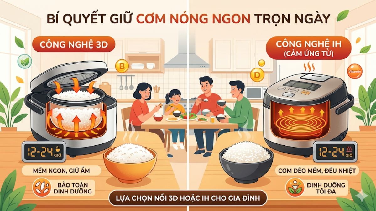 Tính năng giữ ấm lâu không làm khô cơm của nồi cơm điện thông minh