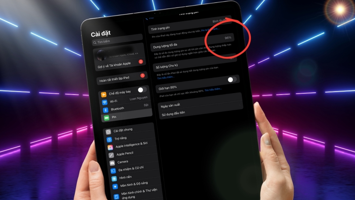Bao nhiêu phần trăm của pin iPad được coi là tốt?