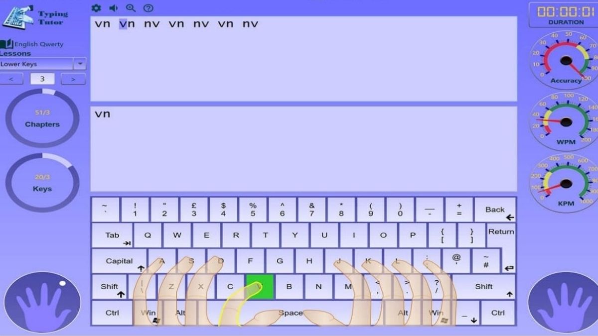 Những tính năng nổi bật của Kiran's Typing Tutor