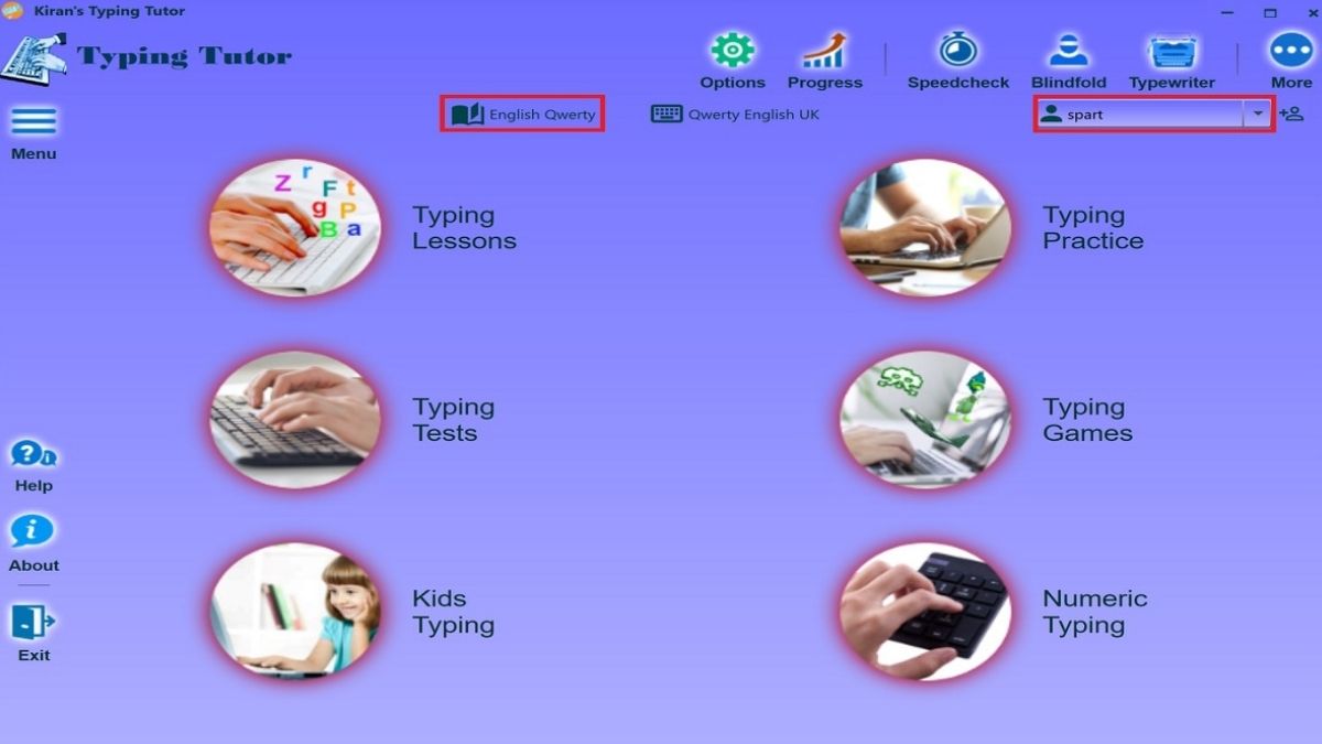 Cách thiết lập Kiran's Typing Tutor