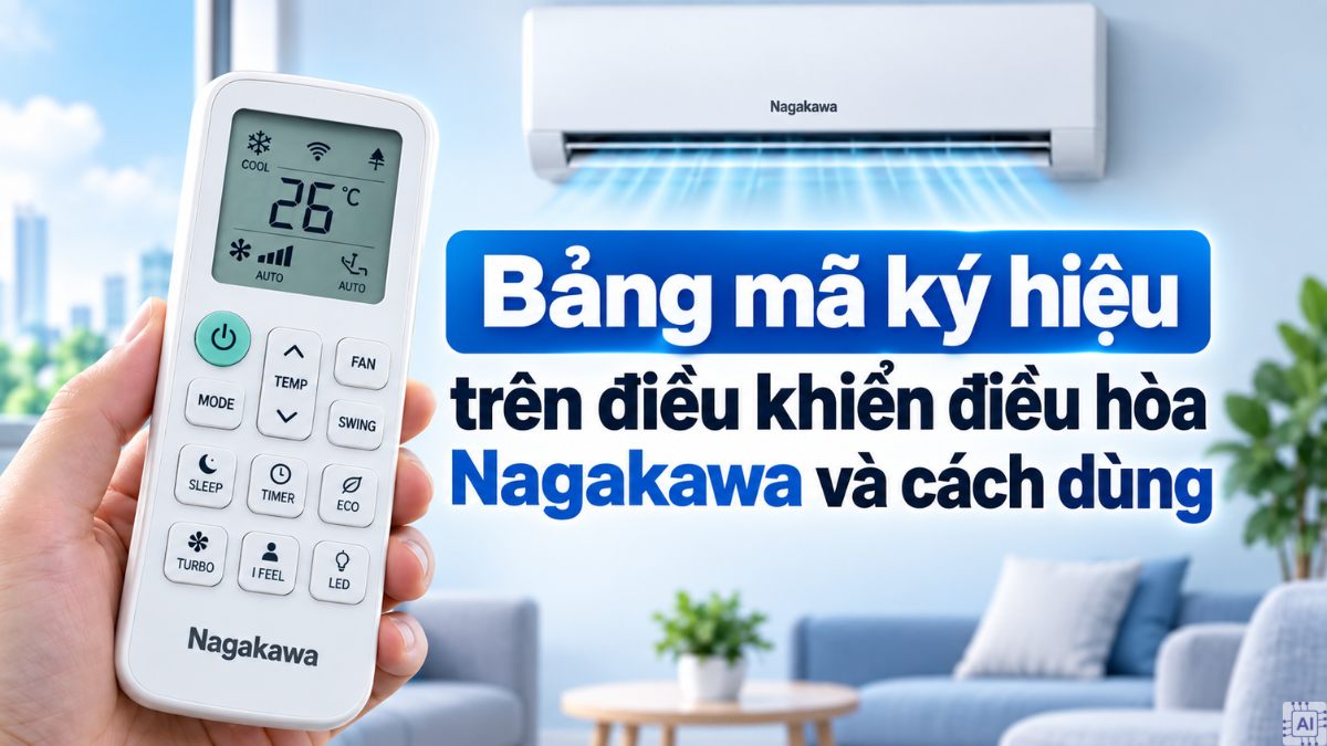 Bảng mã ký hiệu trên điều khiển điều hòa Nagakawa và cách dùng