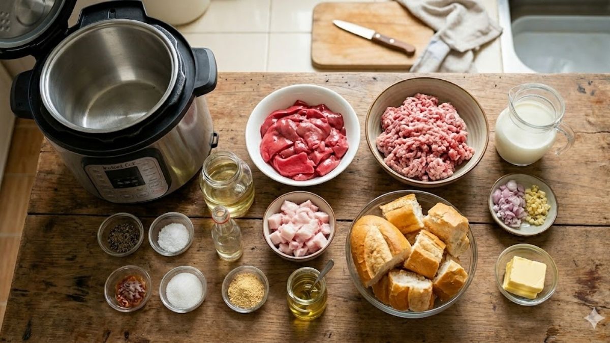 Chuẩn bị nguyên liệu làm pate bằng nồi cơm điện