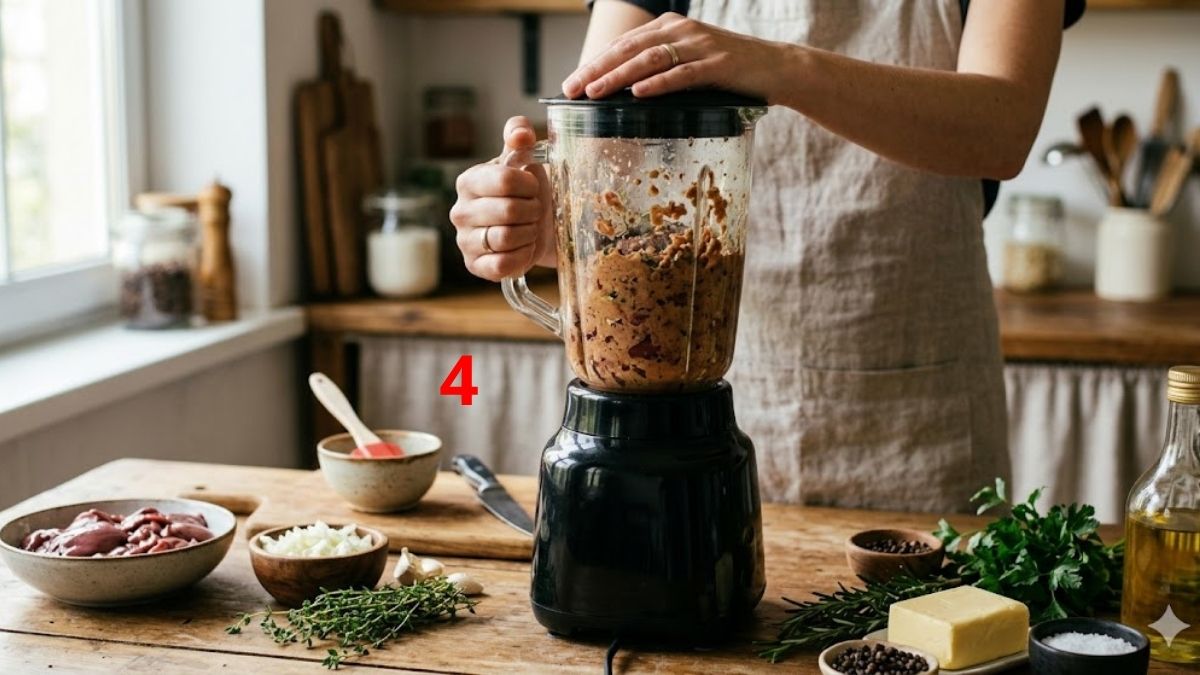 Xay nhuyễn nguyên liệu sau khi xào sơ