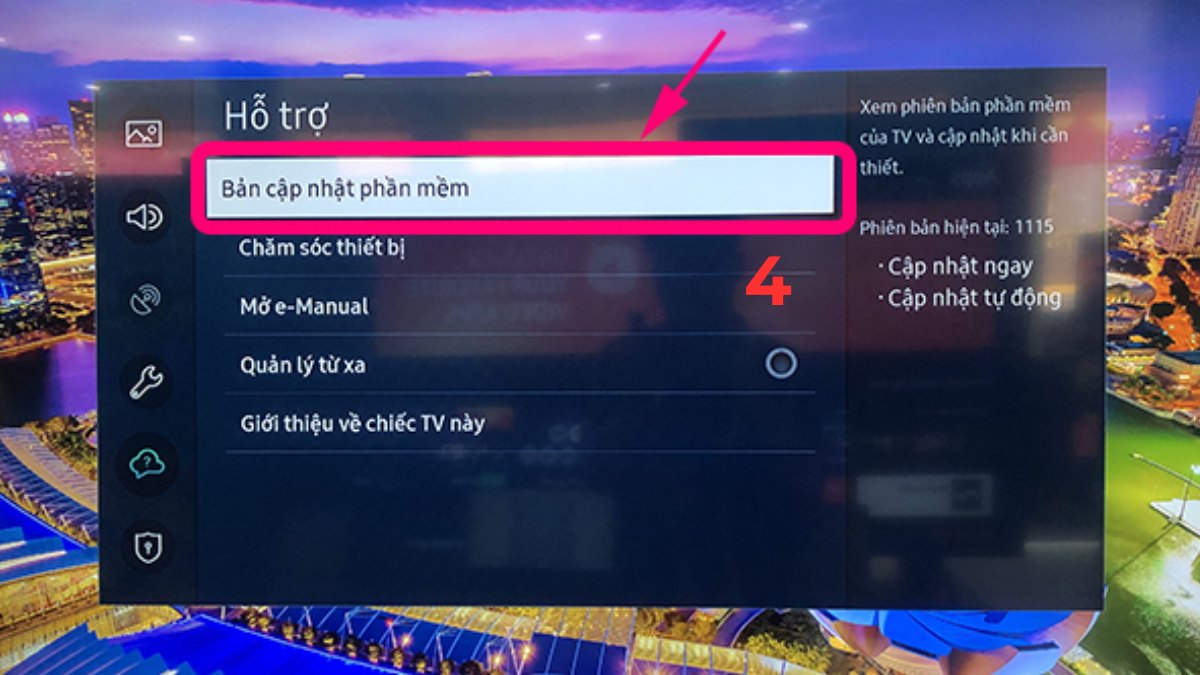 Cập nhật phần mềm cho tivi Samsung
