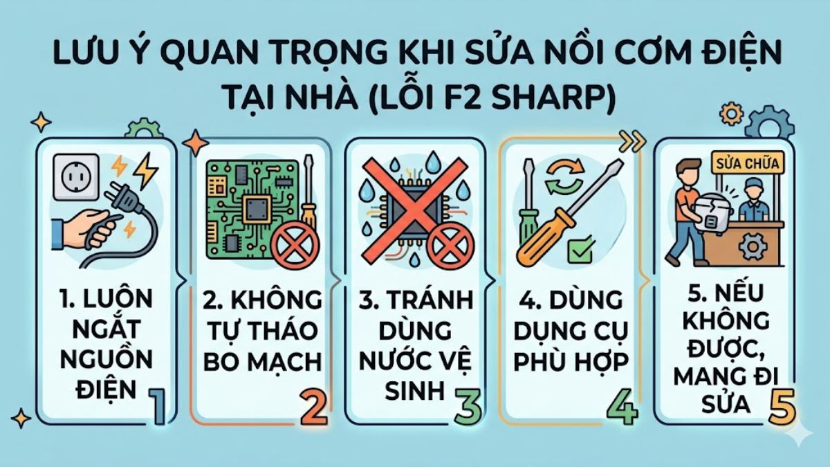 Lưu ý quan trọng khi sửa nồi cơm điện tại nhà
