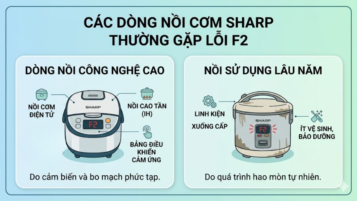 Những dòng nồi Sharp thường gặp lỗi F2