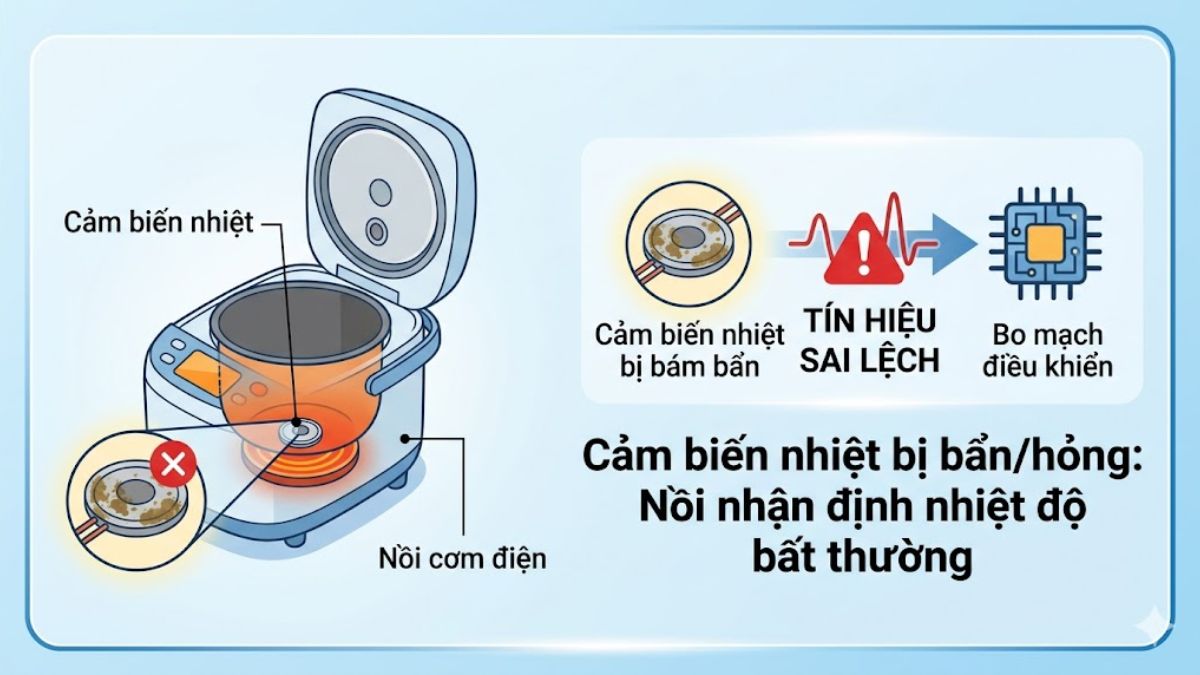 Cảm biến nhiệt bị lỗi hoặc hỏng