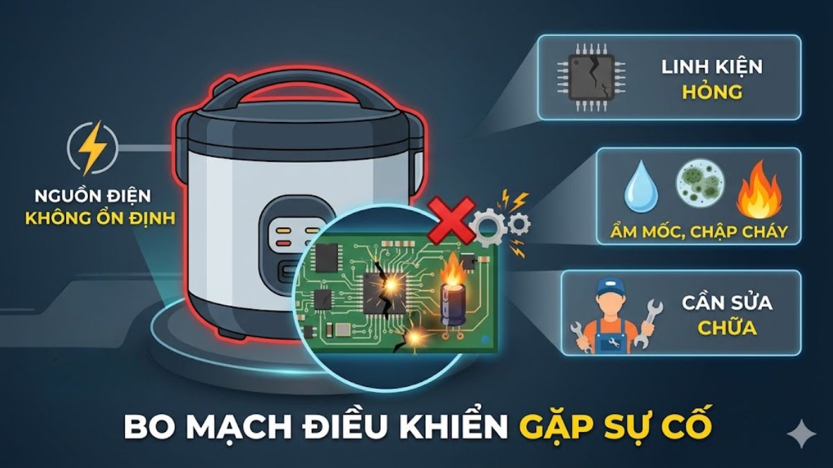 Bo mạch điều khiển gặp sự cố