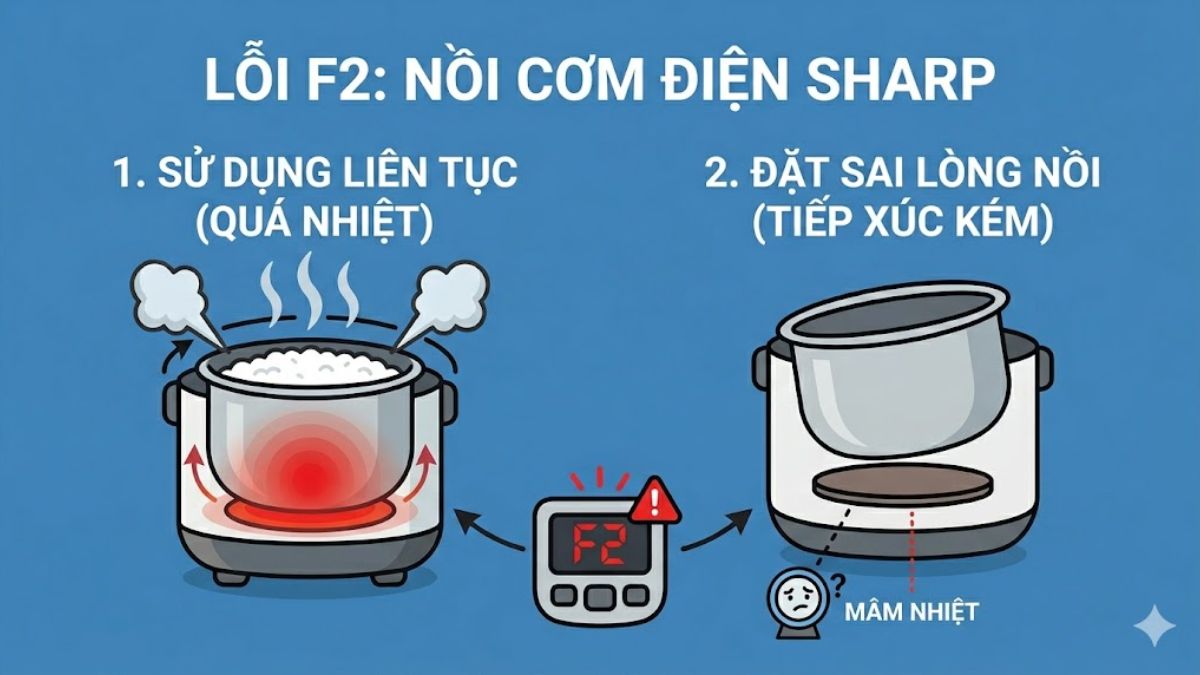 Nồi bị quá nhiệt hoặc sai vị trí