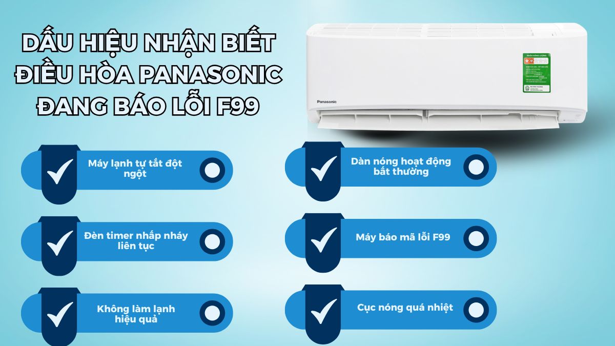Dấu hiệu nhận biết điều hòa Panasonic đang báo lỗi F99