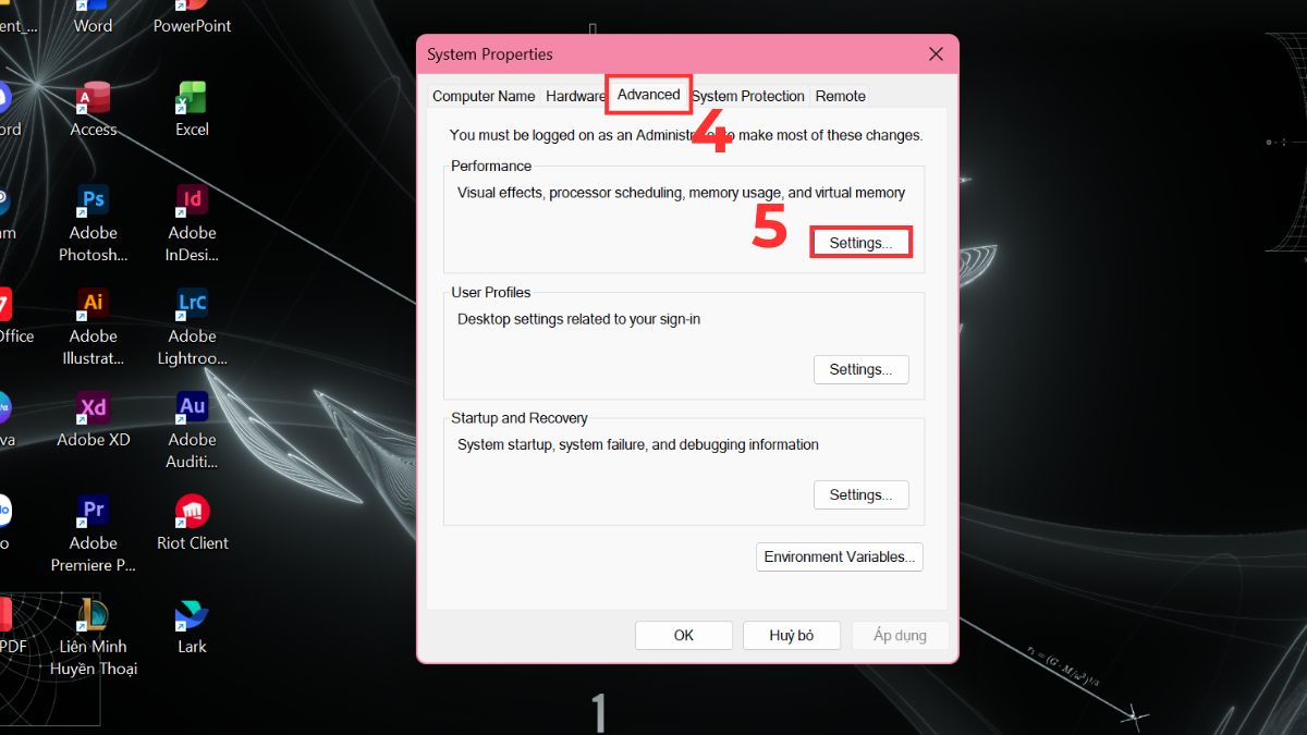 Thay đổi bộ nhớ ảo (Virtual Memory)