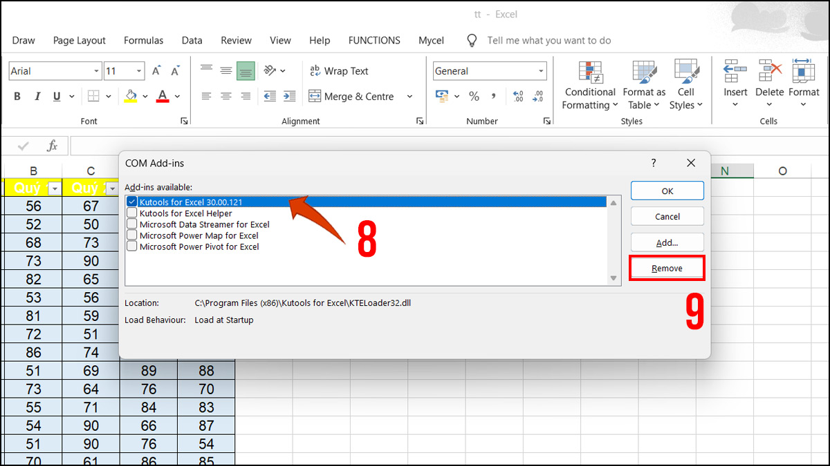 Tắt các Add-in/Plug-in gây xung đột để sửa lỗi has stopped working
