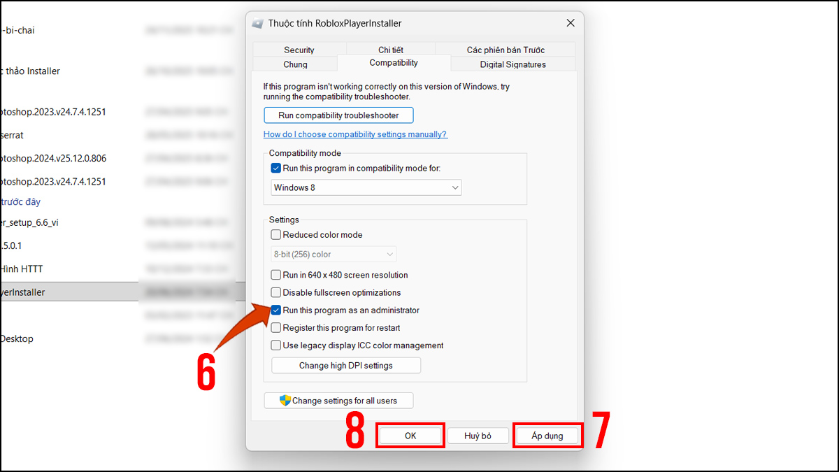 Sử dụng chế độ Compatibility Mode để sửa lỗi has stopped working
