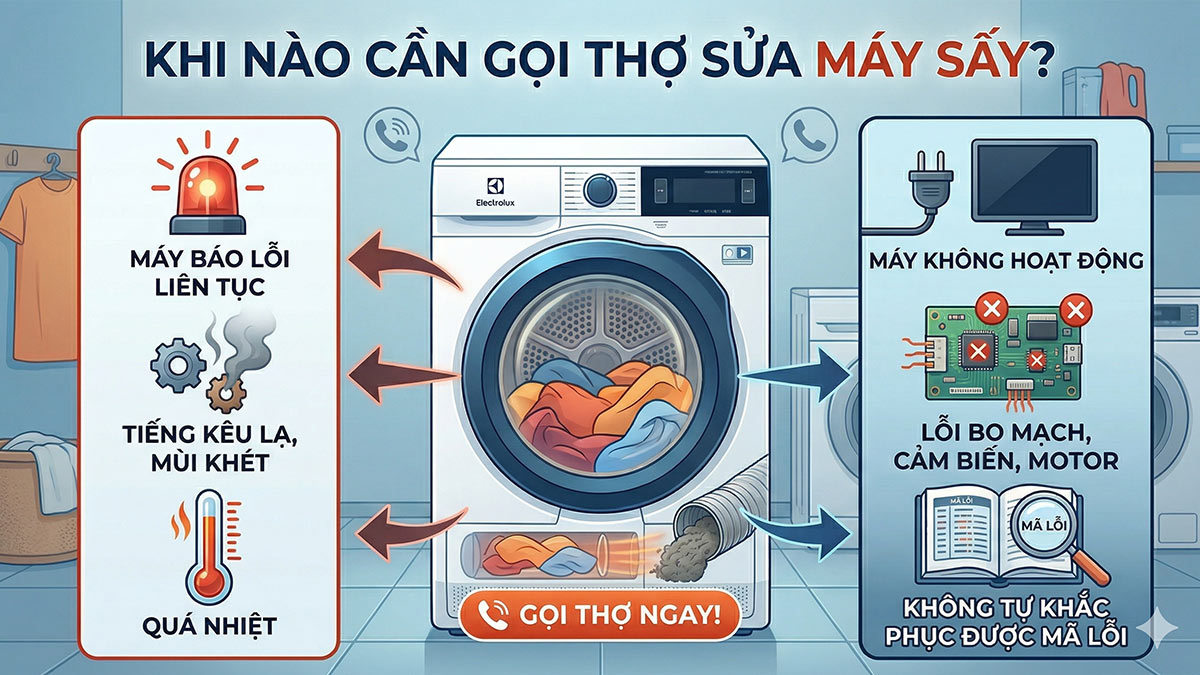 Khi nào cần gọi thợ sửa máy sấy?
