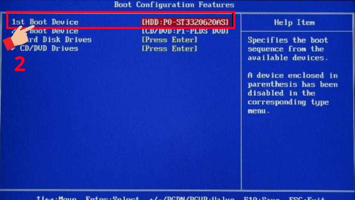 Chọn lại ổ BIOS/UEFI thích hợp