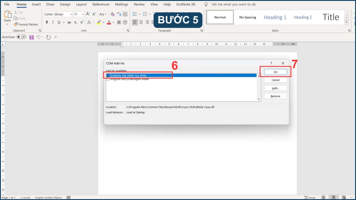 Hướng dẫn tắt Add-ins trên Words