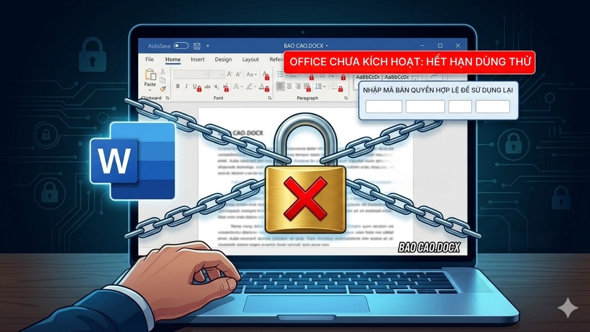 Lỗi The selection is locked xảy ra khi chưa kích hoạt bản quyền Microsoft Office