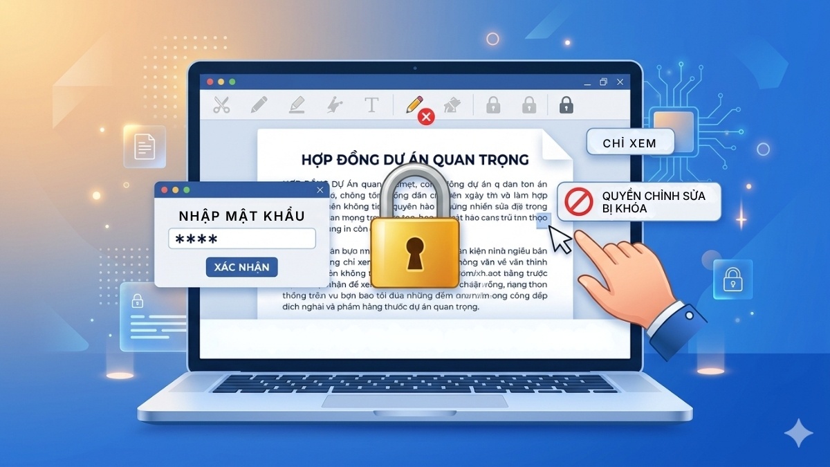 File đặt mật khẩu gây The selection is locked