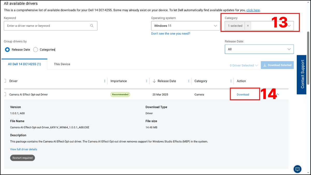 Cập nhật hoặc cài lại driver webcam