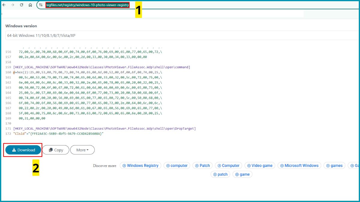 Khôi phục Window Photo Viewer về mặc định