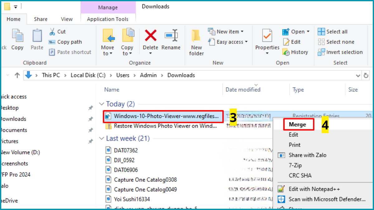 Khôi phục Window Photo Viewer về mặc định
