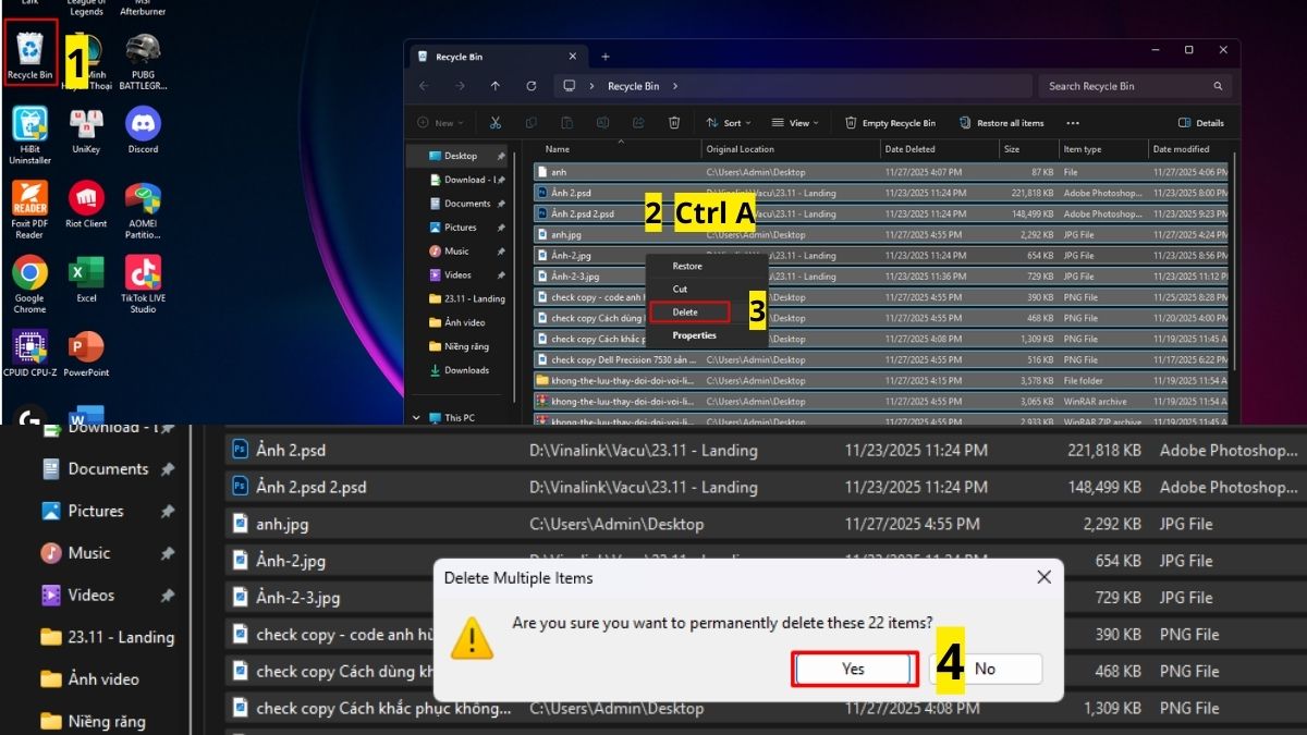Dọn dẹp thùng rác thường xuyên để không bị lỗi tràn bộ nhớ