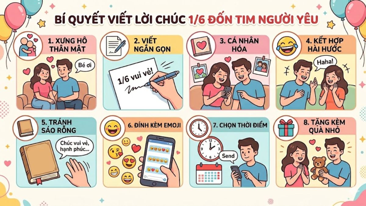 Cách viết lời chúc 1/6 “đốn tim” người yêu