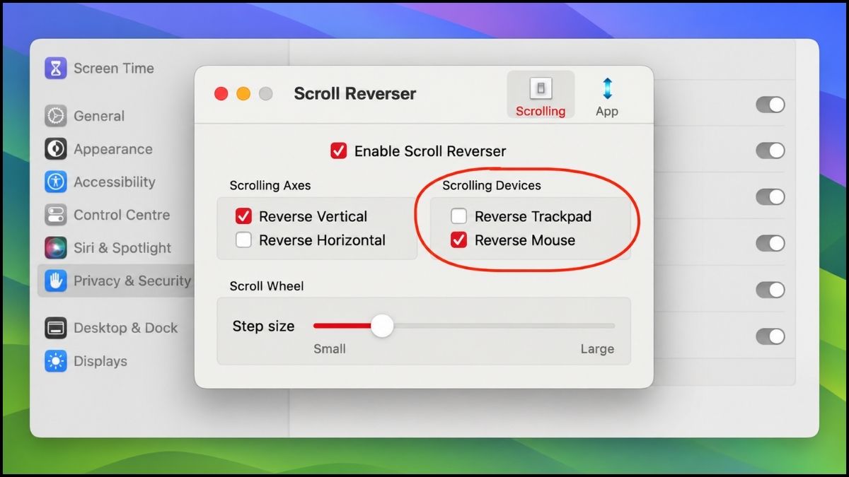 Cách chỉnh hướng cuộn riêng cho Trackpad và chuột rời