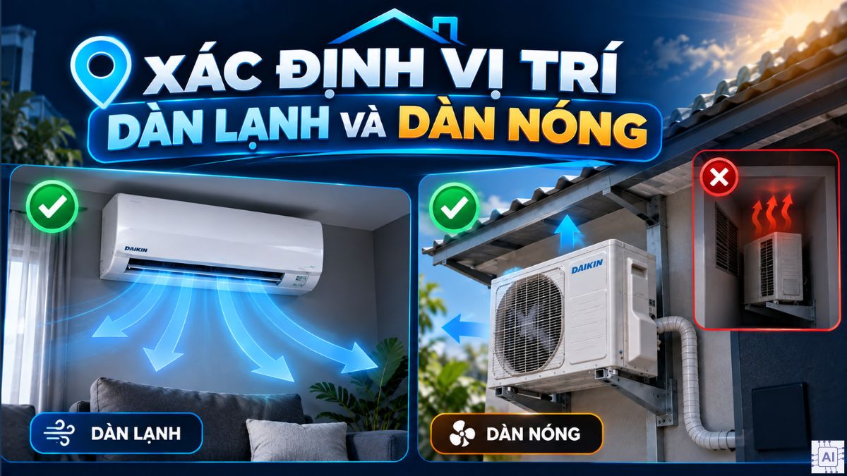 Xác định vị trí dàn lạnh và dàn nóng
