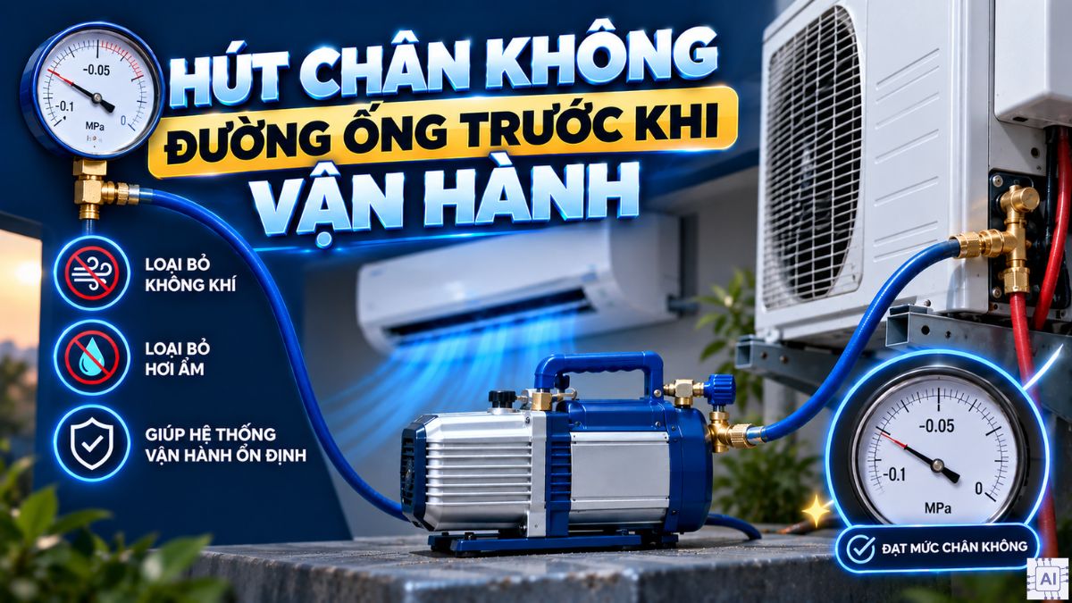 Hút chân không đường ống trước khi vận hành