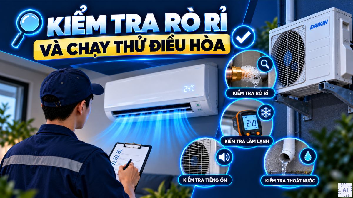Kiểm tra rò rỉ và chạy thử điều hòa