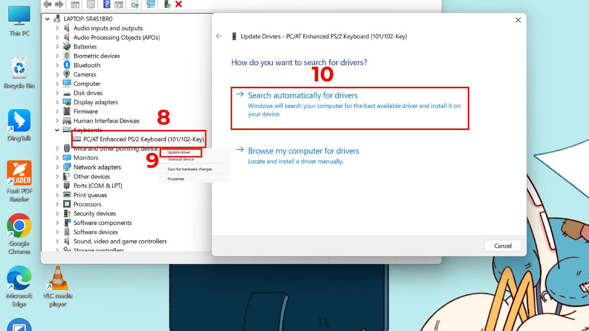 Cập nhật hoặc cài lại driver bàn phím (nếu có)