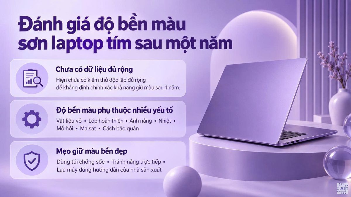 Đánh giá độ bền màu sơn laptop tím sau một năm