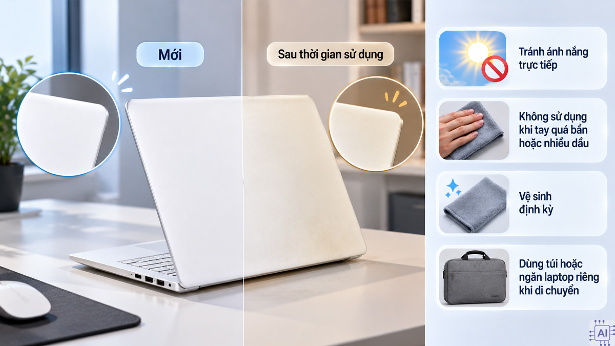 Thực tế sử dụng: Laptop màu trắng có dễ bị ố vàng không?