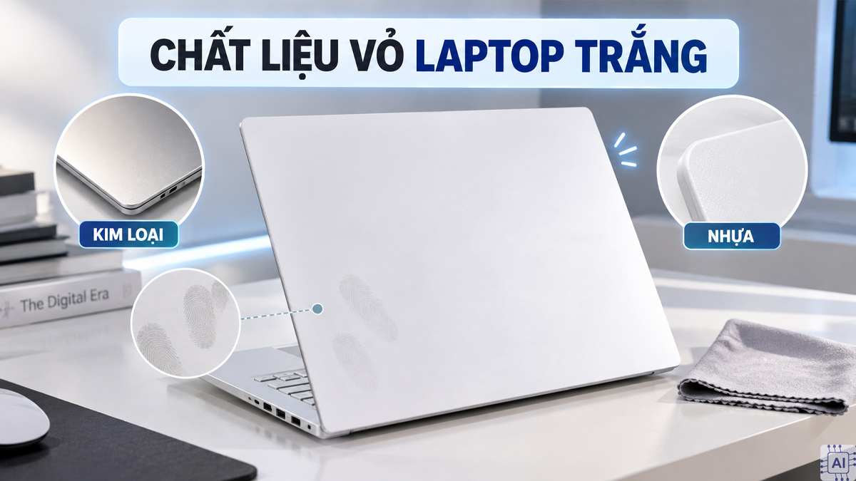 Chất liệu vỏ laptop chống bám bẩn và hạn chế ố vàng