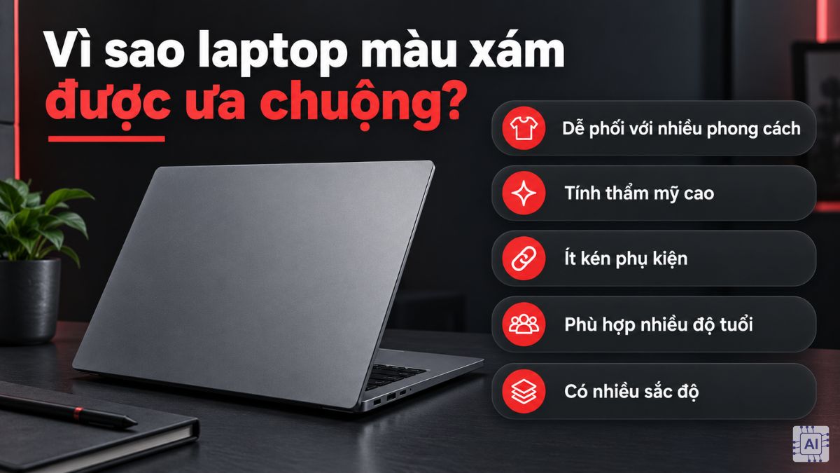 Lý do laptop màu xám được ưa chuộng