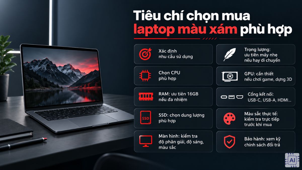 Tiêu chí chọn mua laptop màu xám phù hợp