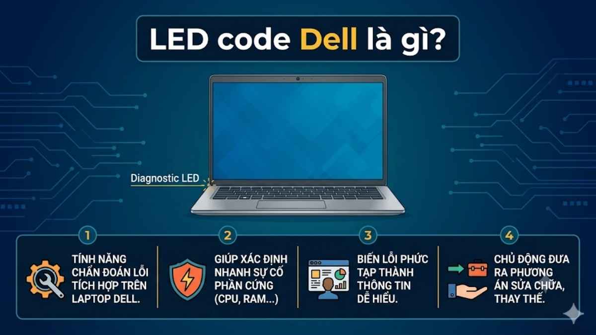 Khái niệm chung về tính năng LED code Dell