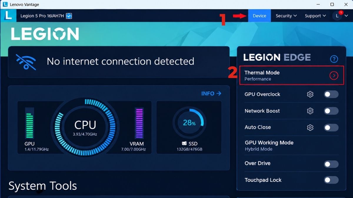 Tối ưu hiệu năng bằng Lenovo Vantage