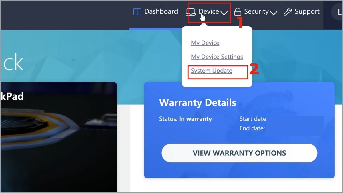 Cập nhật phần mềm và Driver bằng Lenovo Vantage