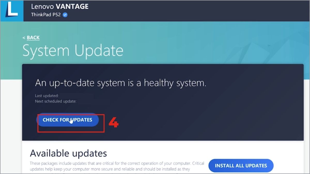 Cập nhật phần mềm và Driver bằng Lenovo Vantage