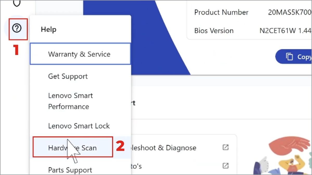 Kiểm tra phần cứng trên Lenovo Vantage