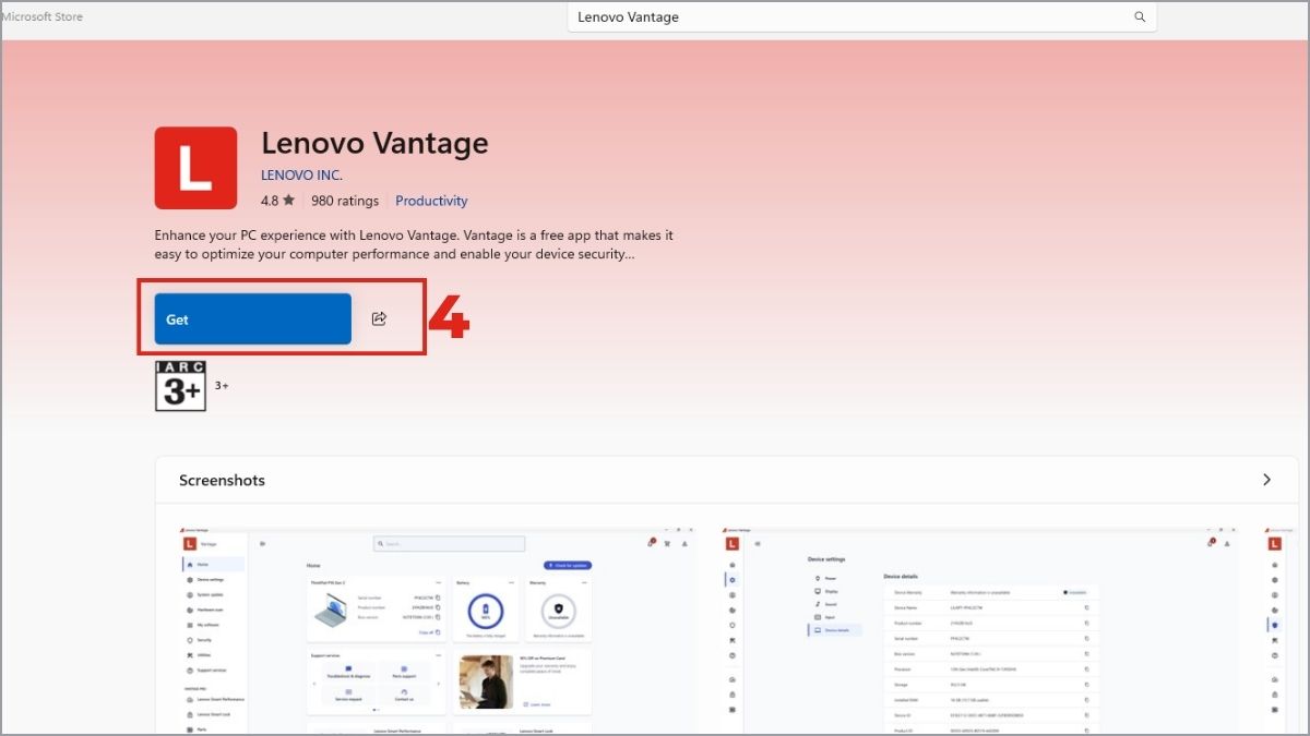 Cách tải và cài đặt Lenovo Vantage từ Microsoft Store
