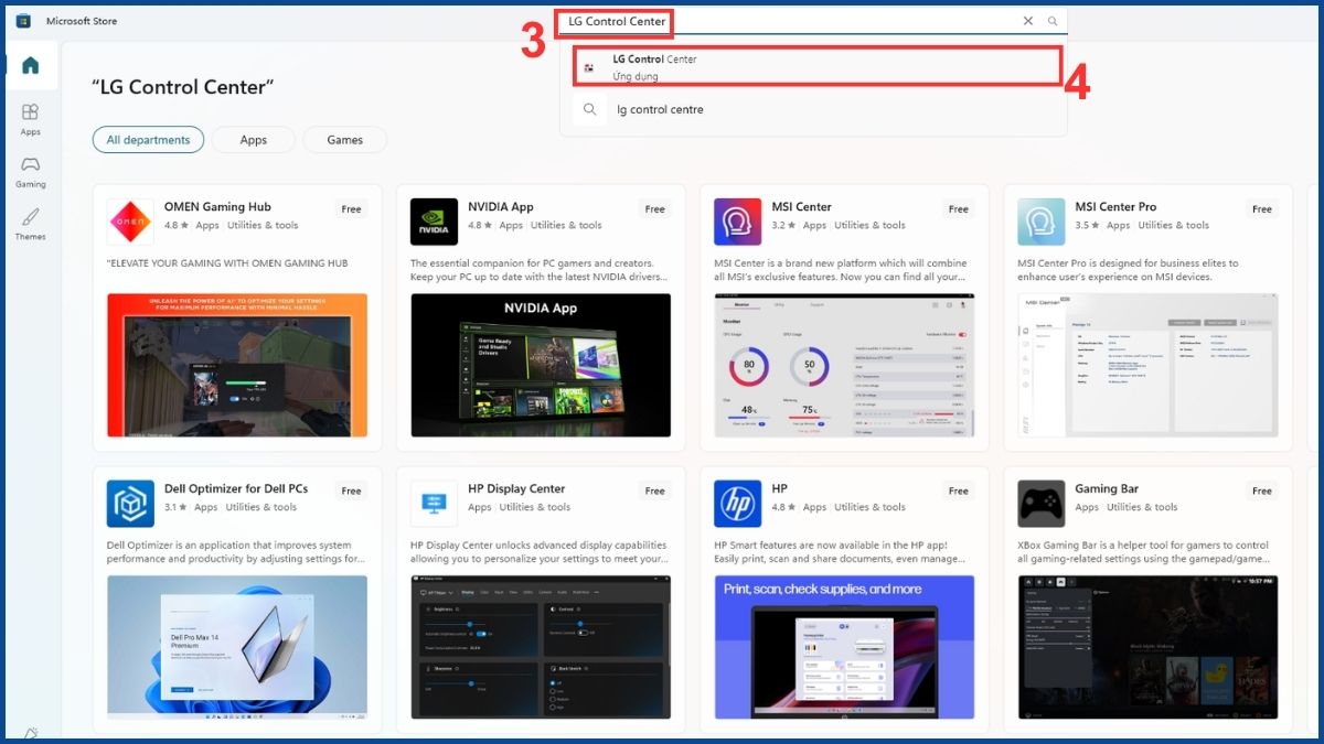 Cách tải và cài đặt phần mềm LG Control Center khi tải trên Microsoft Store