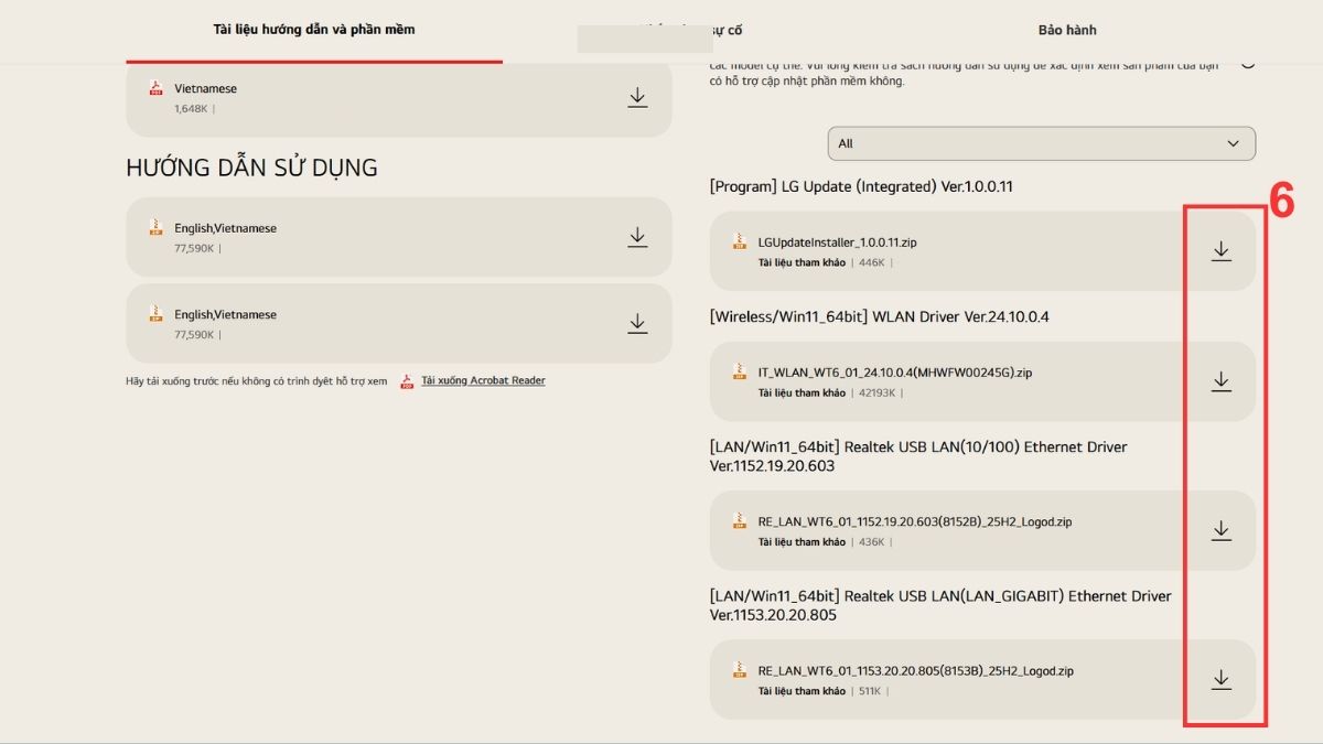Cách tải và cài đặt khi tải LG Control Center trên website chính thức