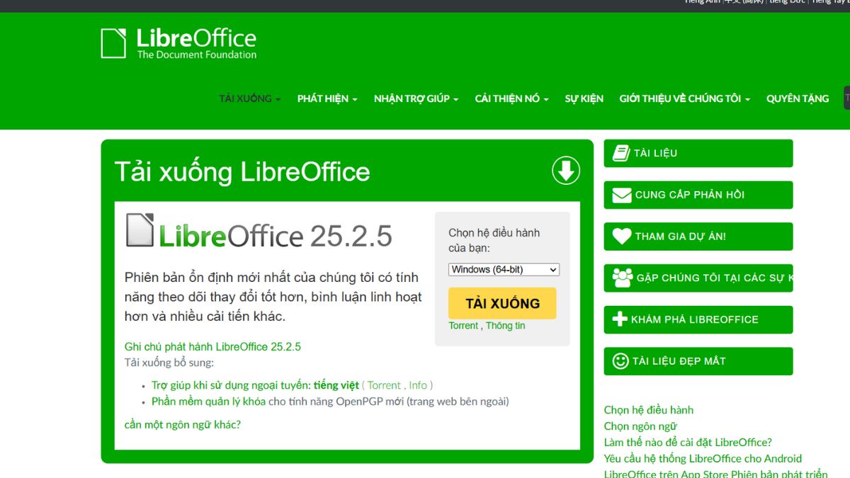 Các bước cài đặt LibreOffice