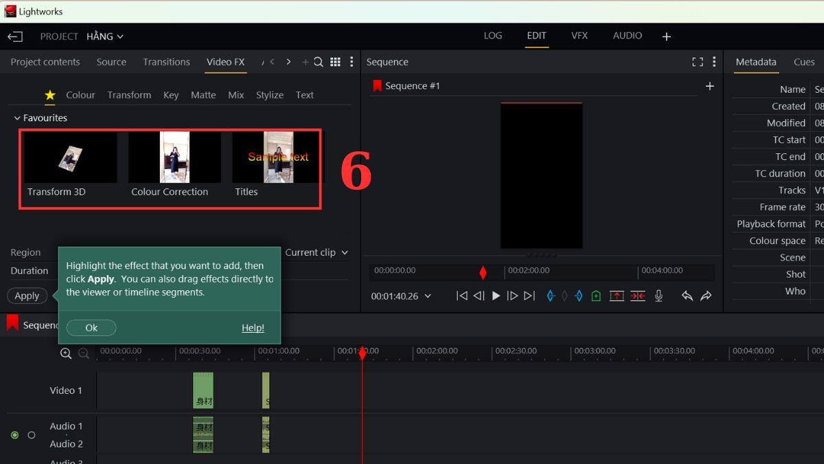 Sửa video trong Lightworks đơn giản